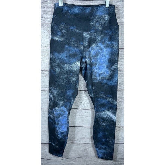 Nike Pants - Nike One Dri-Fit Leggings Womens M Blue Black Athletic‎ Stretch Pants